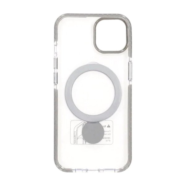 iPhone 13/iPhone 14 Cover Ringholder MagSafe Sort Gennemsigtig