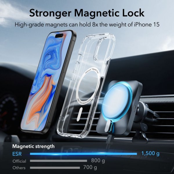 ESR iPhone 15 Cover Classic Hybrid HaloLock Gennemsigtigt