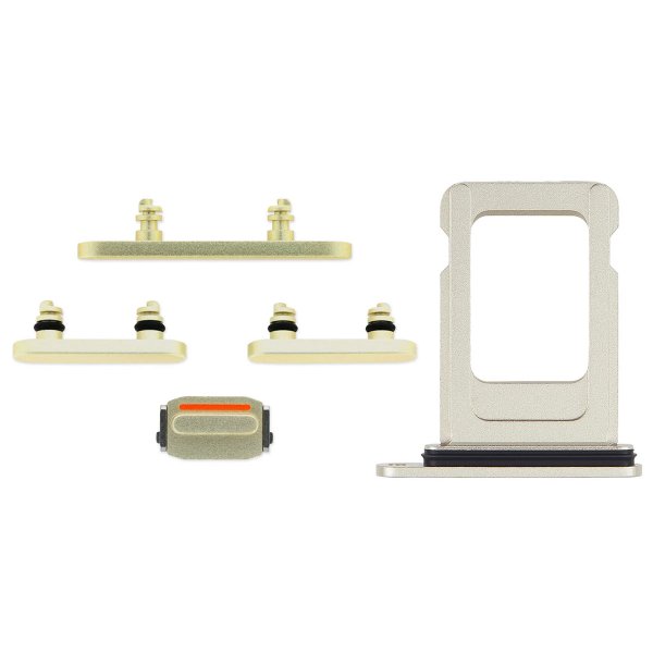 Knapper og SIM-kortholder til iPhone 15 og 15 Plus - Gul