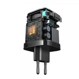 Joyroom 65W Vægoplader med indbygget USB-C kabel & USB-A/USB-C udtag Sort