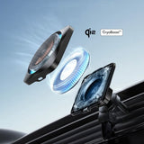 ESR Bilholder Qi2 Air Vent/Dashboard Trådløs Biloplader CryBoost HaloLock Sort