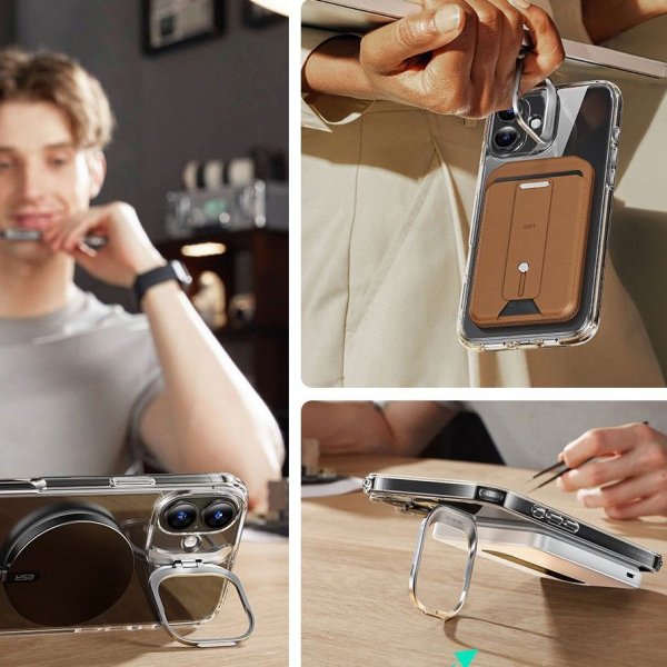 ESR iPhone 16 Cover og Skærmbeskytter Classic Hybrid Kickstand MagSafe Sæt Gennemsigtig