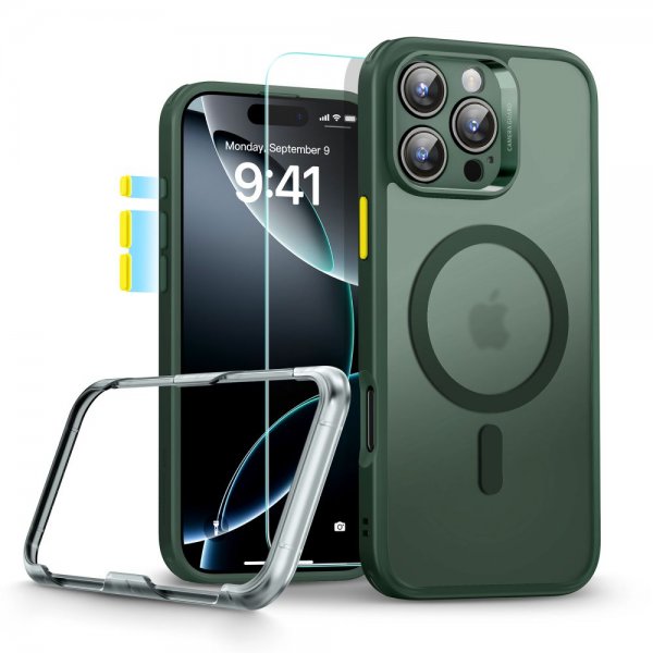 ESR iPhone 16 Pro Max Cover og Skærmbeskyttelse Classic Pro MagSafe Sæt Grøn