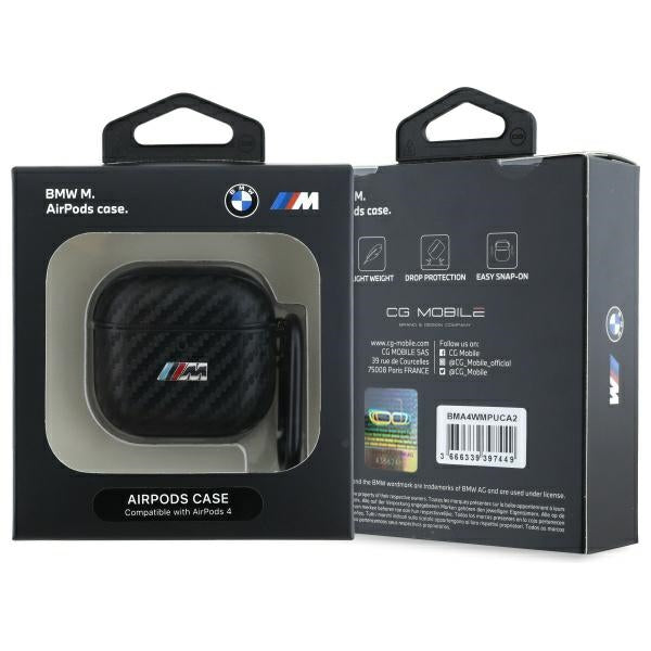 BMW AirPods 4 Cover Carbon M Sort