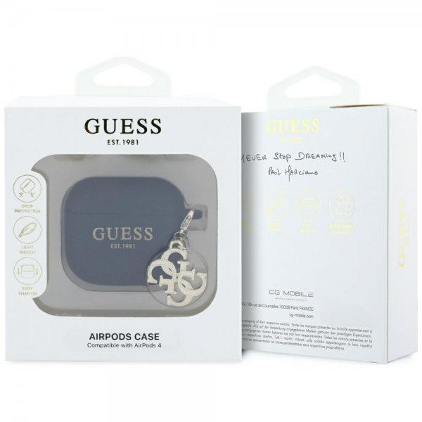 Guess AirPods 4 Cover Classic Logo 4G Charm Sort