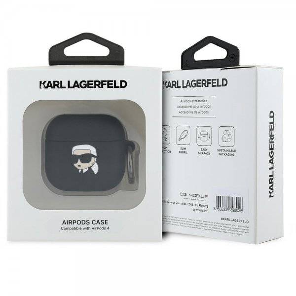 Karl Lagerfeld AirPods 4 Cover Karl 3D Sort