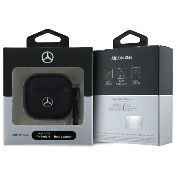 Mercedes Benz AirPods 4 Cover Ægte Læder Sort