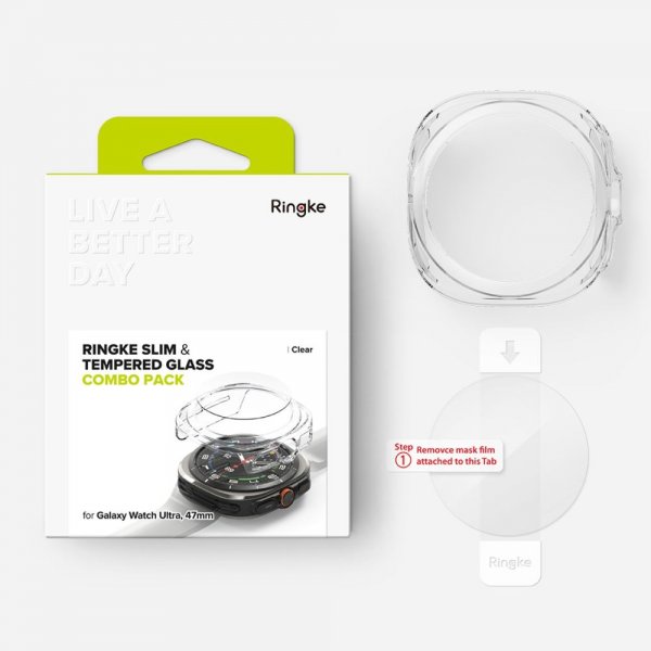 Ringke Samsung Galaxy Watch Ultra 47mm Cover og Skærmbeskyttelse Slim & Glass Transparent