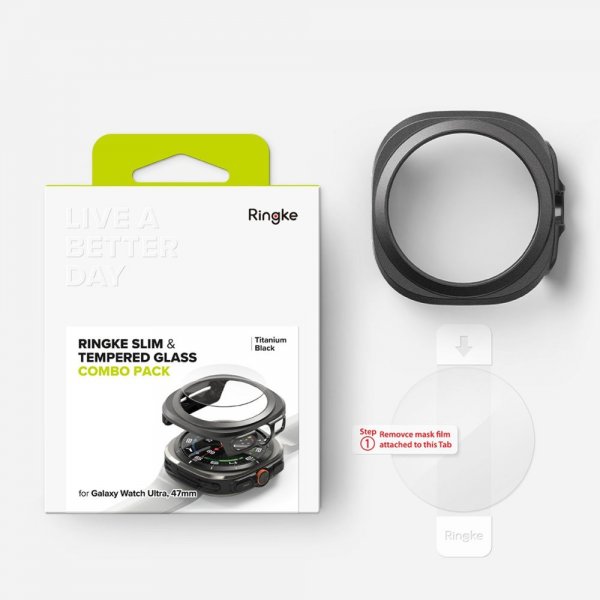 Ringke Samsung Galaxy Watch Ultra 47mm Cover og Skærmbeskyttelse Slim & Glass Sort