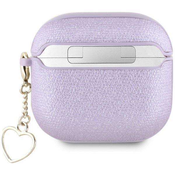 Guess AirPods 4 Cover Metallic Script Charm Lilla