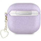 Guess AirPods 4 Cover Metallic Script Charm Lilla