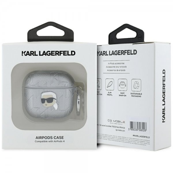 Karl Lagerfeld AirPods 4 Cover Monogram Karl Silver