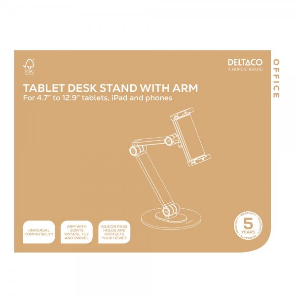 Deltaco Tablet Bordholder med Arm 4.7" - 12.9"