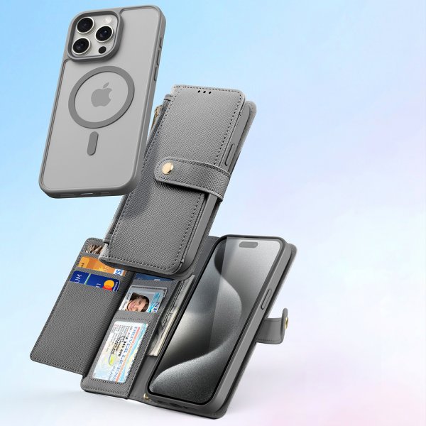 Dux Ducis iPhone 15 Pro Max Cover 2-i-1 Lawa Series MagSafe Grå