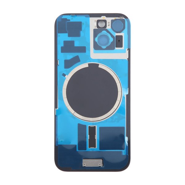 iPhone 15 Bagside Glas med Magnet og Kameralinse - Sort