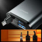 Joyroom 45W Biloplader med indbygget USB-C kabel & USB-A/USB-C udtag Grå