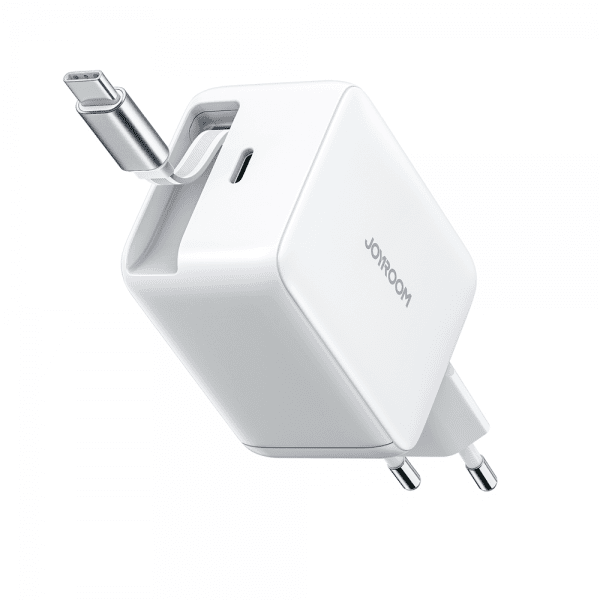 Joyroom 67W Vægoplader med indbygget USB-C kabel & USB-C udtag Hvid