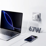 Joyroom 67W Vægoplader med indbygget USB-C kabel & USB-C udtag Hvid