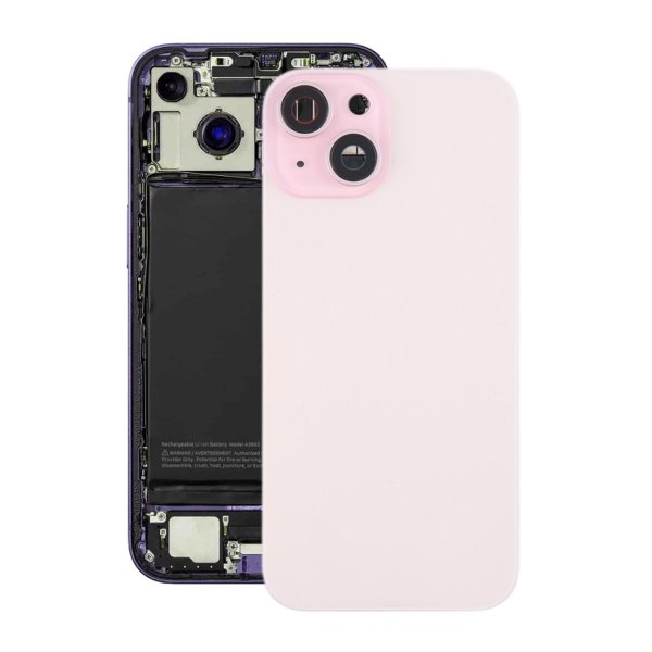 iPhone 15 Plus Bagsideglas med Magnet og Kameralinse - Rosa