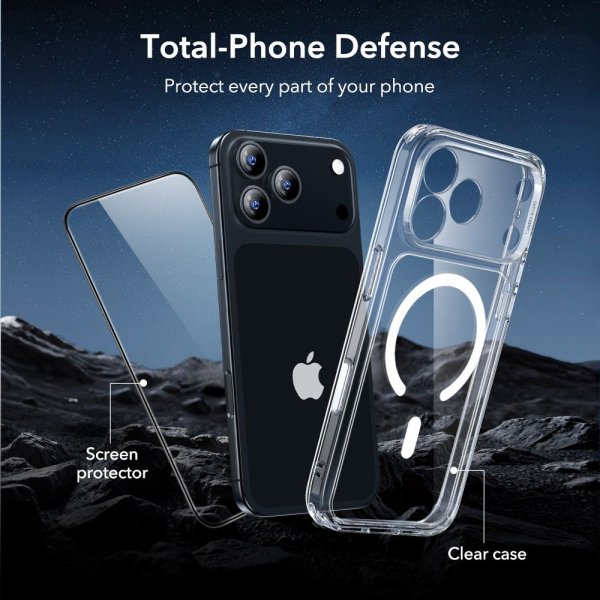 ESR iPhone 17 Pro Cover og Skærmbeskyttelse Classic Hybrid MagSafe Sæt Gennemsigtig