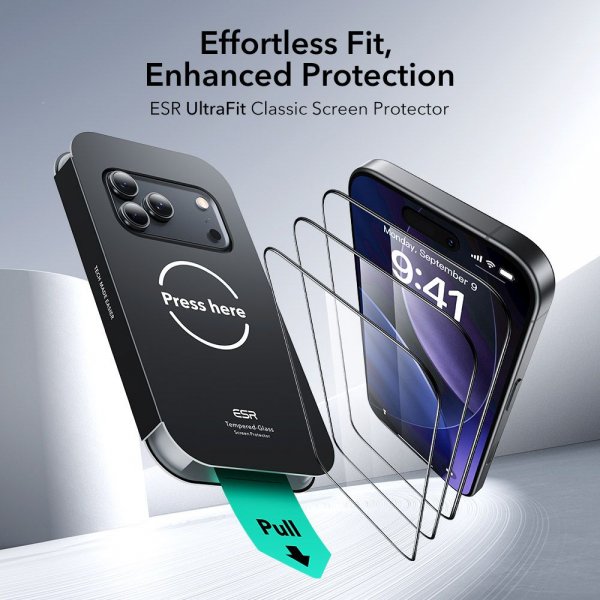ESR iPhone 17 Pro Max Skærmbeskyttelse UltraFit 2-pak