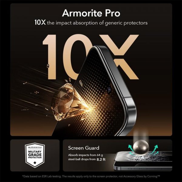 ESR iPhone 16 Pro/iPhone 17 Skærmbeskyttelse UltraFit Armorite Pro