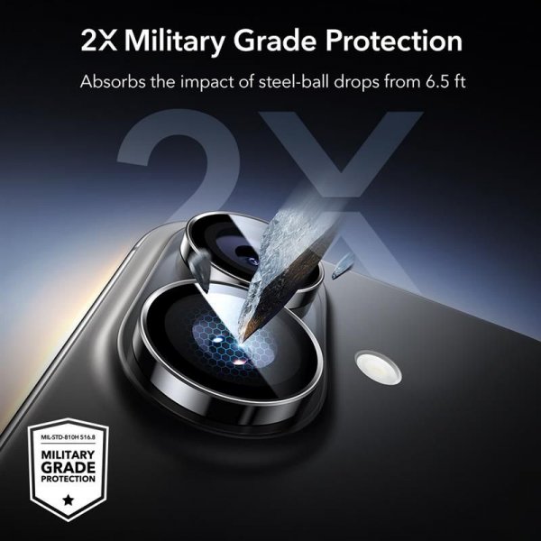 ESR iPhone 16/iPhone 16 Plus/iPhone 17 Kamera Beskyttelse Armorite Sort