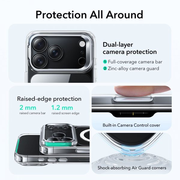 ESR iPhone 17 Pro Cover Classic Hybrid Kickstand MagSafe Transparent