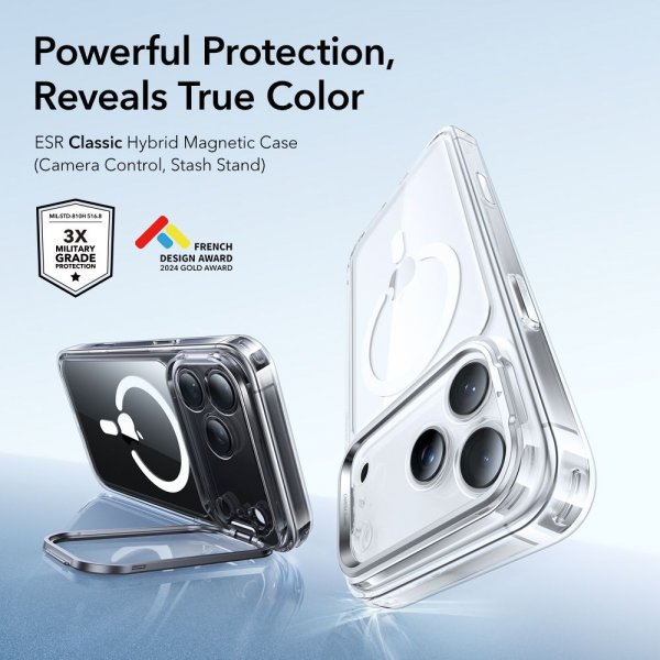 ESR iPhone 17 Pro Max Cover Classic Hybrid Kickstand MagSafe Transparent