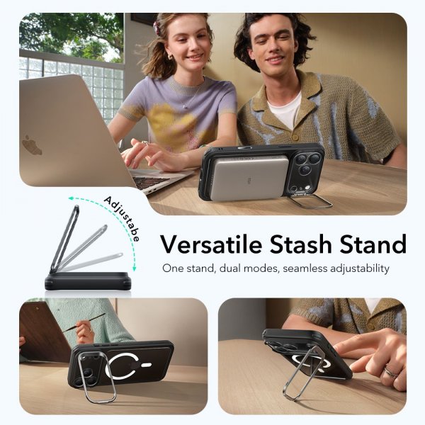 ESR iPhone 17 Pro Max Cover Classic Hybrid Kickstand MagSafe Sort Transparent