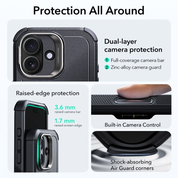 ESR iPhone 17 Cover Cyber Tough Kickstand MagSafe Sort
