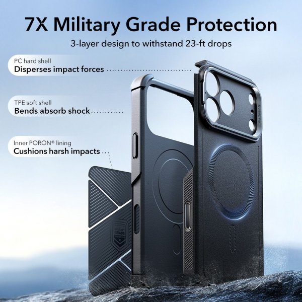ESR iPhone 17 Pro Max Cover Cyber Tough Kickstand MagSafe Sort