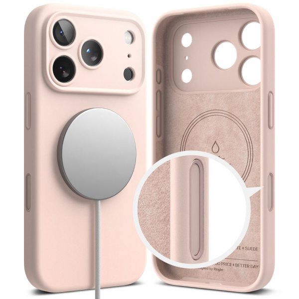 Ringke iPhone 17 Pro Max Cover Silikone Magnetic Pink Sand