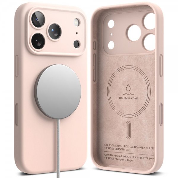 Ringke iPhone 17 Pro Cover Silikone Magnetic Pink Sand