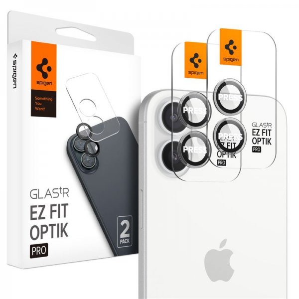 Spigen iPhone 16/16 Plus/17 Kamerabeskyttelse GLAS.tR EZ Fit Optik Pro 2-pak Krystalklar