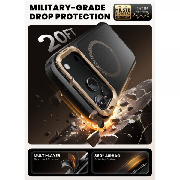 Supcase iPhone 17 Pro Max Cover Ares Flip MagSafe Guld