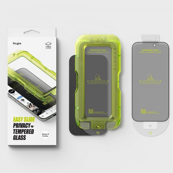 Ringke iPhone 17 Pro Skærmbeskyttelse Easy Slide Privacy 2-pak