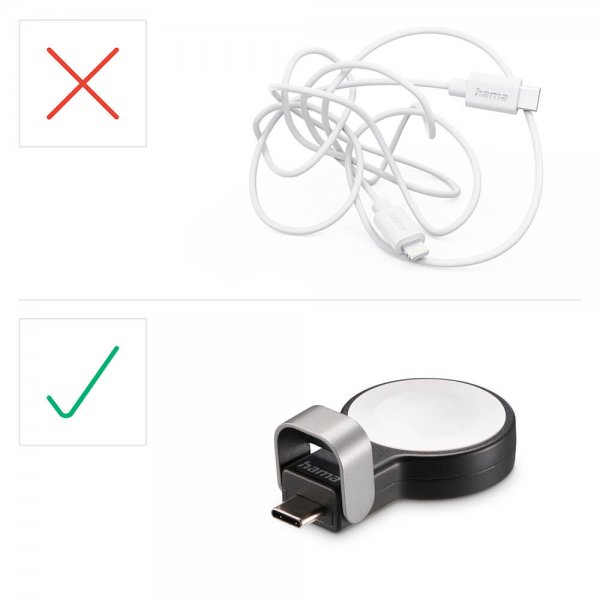 Hama Apple Watch-oplader med USB-C-stik Sort