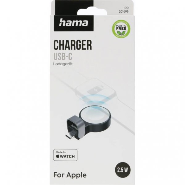 Hama Apple Watch-oplader med USB-C-stik Sort