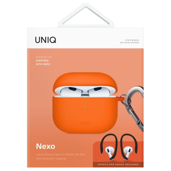 UNIQ AirPods 4 Cover med Earhooks Nexo Orange