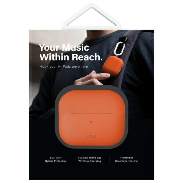 UNIQ AirPods 4 Cover med Earhooks Nexo Orange
