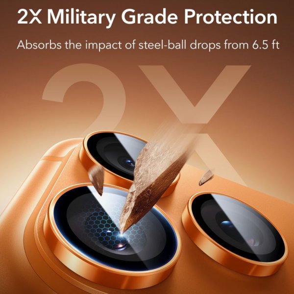 ESR iPhone 14/15/16/17 Pro & Pro Max Kameralinsebeskyttelse Armorite Orange