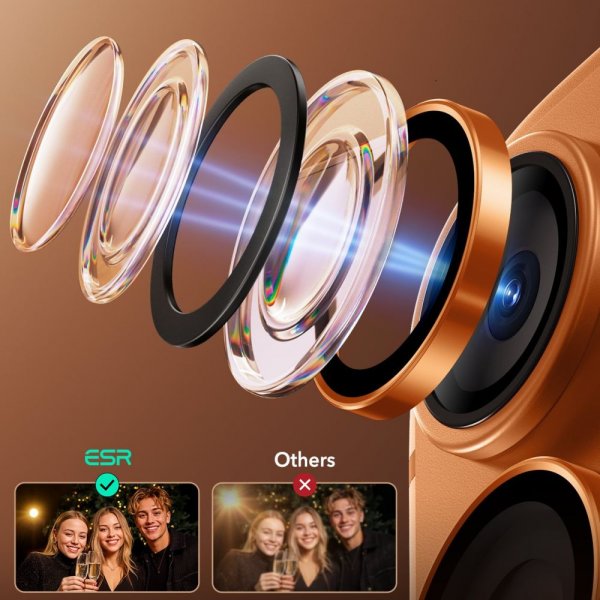 ESR iPhone 14/15/16/17 Pro & Pro Max Kameralinsebeskyttelse Armorite Orange