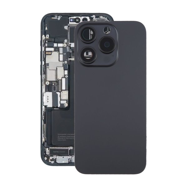iPhone 15 Pro Bagside Glas med Magnet og Kameralinse - Sort Titanium