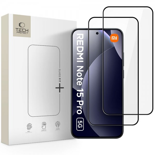 Tech-Protect Xiaomi Redmi Note 15 Pro 5G Skærmbeskyttelse Glass Fit+ 2-pak