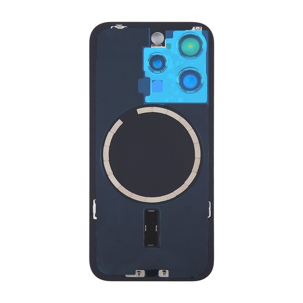 iPhone 15 Pro Bagside Glas med Magnet og Kameralinse - Hvid Titanium