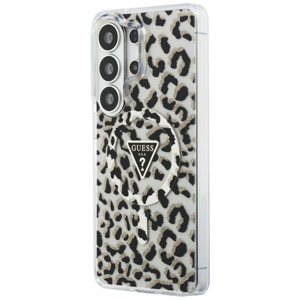 Guess Samsung Galaxy S26 Ultra Cover Leopard Print MagSafe Sort Hvid