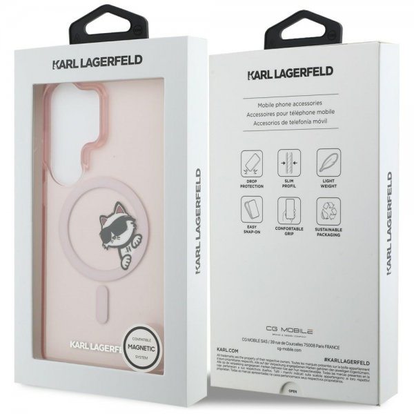 Karl Lagerfeld Samsung Galaxy S26 Ultra Cover Choupette Peekaboo MagSafe Rosa