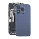 iPhone 15 Pro Bagside Glas med Magnet og Kameralinse - Blå Titanium