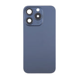 iPhone 15 Pro Bagside Glas med Magnet og Kameralinse - Blå Titanium